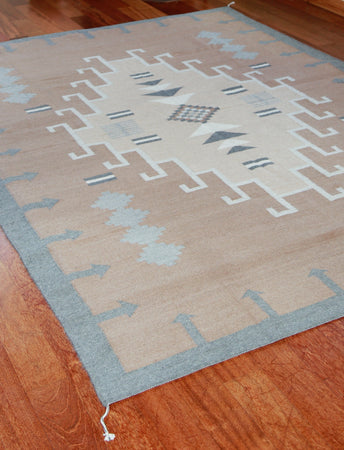 Handwoven Zapotec Rug - 1920s Lincoln Natural Wool Textile