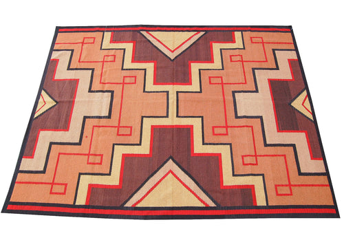 Handwovn Zapotec Indian Rug - Montealban Wool Oaxacan Textile