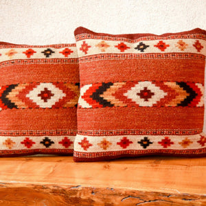 Handwoven Zapotec Pillow - Autumn Crosses Wool Oaxacan Textile