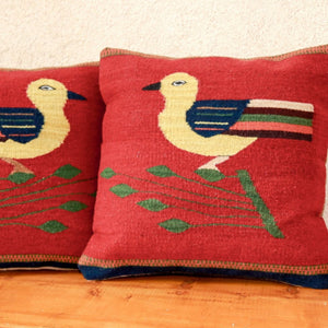 Handwoven Zapotec Pillow - Bird Wool Oaxacan Textile