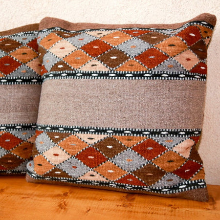 Handwoven Zapotec Pillow - Book Cliffs Wool Oaxacan Textile