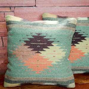 Handwoven Zapotec Indian Pillow - Cuatro Estancias Wool Oaxacan Textile
