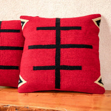 Load image into Gallery viewer, Handwoven Zapotec Indian Pillow - Doble Cruces Rojo Wool Oaxacan Textile