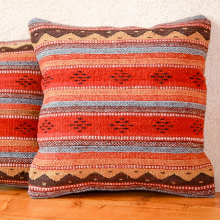 Handwoven Zapotec Indian Pillow - Montanitas Meli Wool Oaxacan Textile