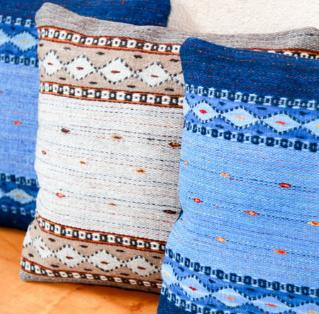Handwoven Zapotec Indian Pillow - Phases of the Moon Wool Oaxacan Textile