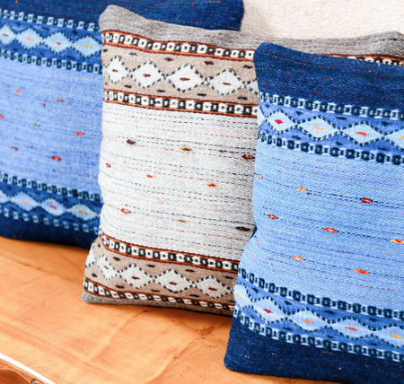 Handwoven Zapotec Indian Pillow - Night Stars Wool Oaxacan Textile
