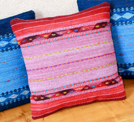 Handwoven Zapotec Indian Pillow - Rosie's Braids Wool Oaxacan Textile