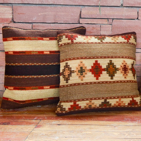 Handwoven Zapotec Indian Pillow - Triquis Negro Wool Oaxacan Textile