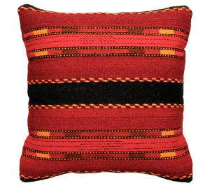 Handwoven Zapotec Indian Pillow - Triquis Rojo Wool Oaxacan Textile