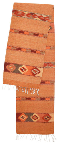 Handwoven Zapotec Table Runner - Autumn Medallions Wool Oaxacan Textile