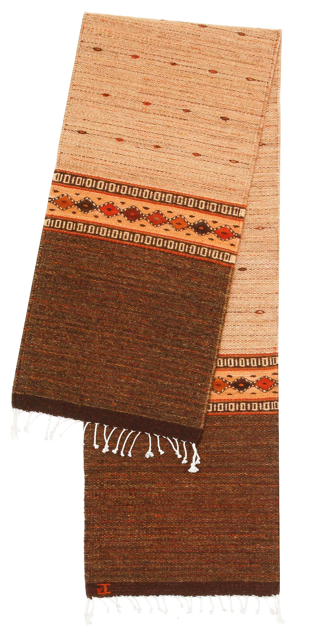 Handwoven Zapotec Indian Table Runner - Earth and Sky Dusk Wool Oaxacan Textile