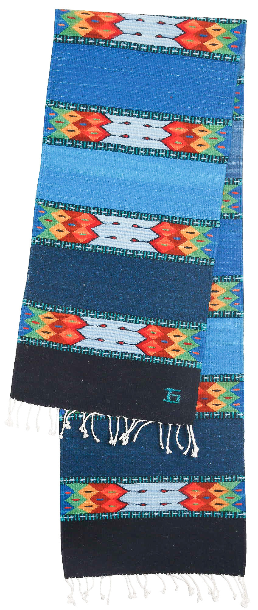 Handwoven Zapotec Indian Table Runner - La Playa Wool Oaxacan Textile