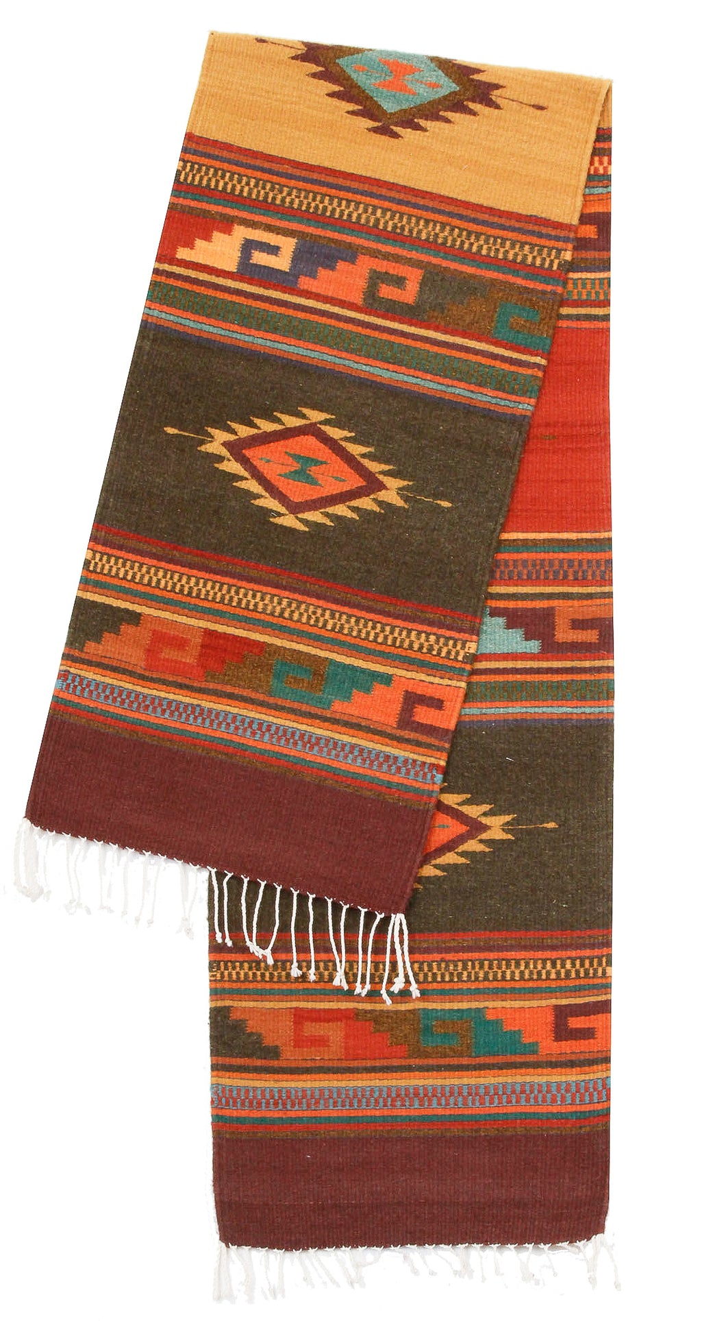 Handwoven Zapotec Indian Table Runner - Midday Manard Dixon Wool Oaxacan Textile