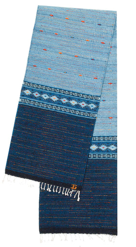 Handwoven Zapotec Indian Table Runner - Night Stars Wool Oaxacan Textile
