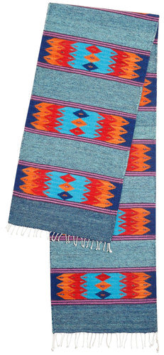Handwoven Zapotec Indian Table Runner - Papalote Fiesta Wool Oaxacan Textile