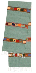 Handwoven Zapotec Indian Table Runner - Tipo Peru Jade Wool Oaxacan Textile