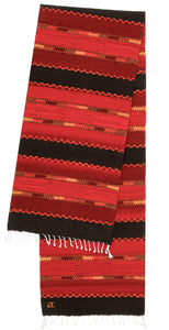 Handowven Zapotec Indian Table Runer - Triquis Rojo Wool Oaxacan Textile