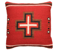 Load image into Gallery viewer, Handwoven Zapotec Indian Pillow - Cross with Diamonds Wool Oaxacan Textile