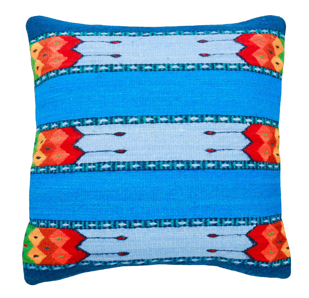 Handwoven Zapotec Indian Pillow - La Playa Wool Oaxacan Textile