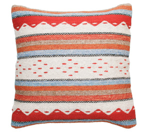 Handwoven Zapotec Indian Pillow - Montanitas Azul y Rojo