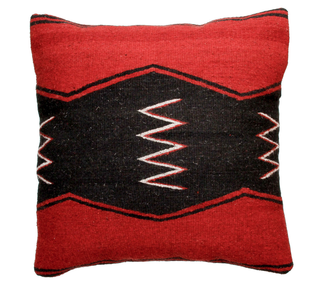 Handwoven Zapotec Indian Pillow - Zig Zag Wool Oaxacan Textile