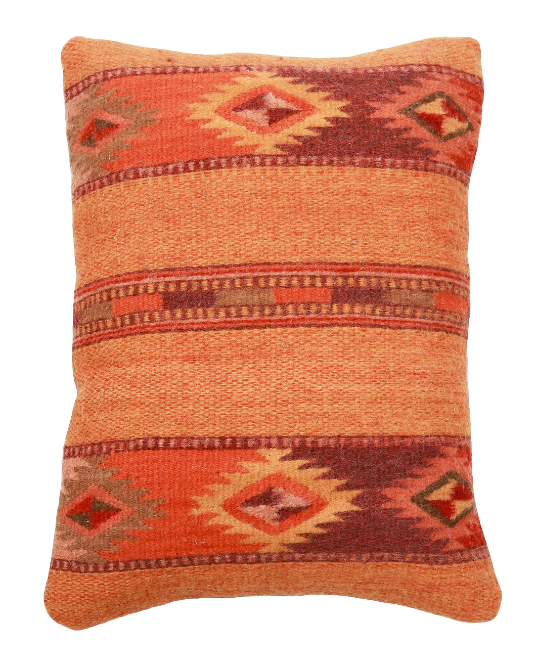 Handwoven Zapotec Indian Pillow - Autumn Medallion Wool Oaxacan Textile
