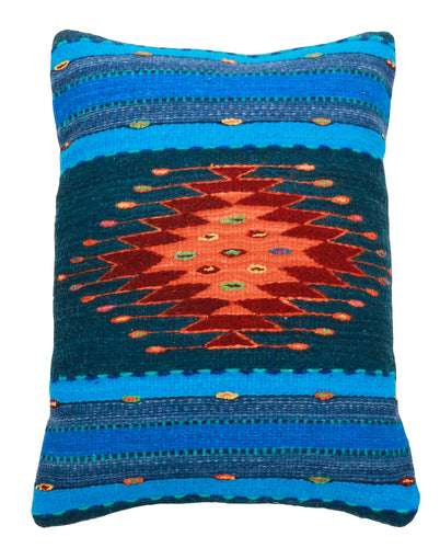 Handwoven Zapotec Indian Pillow - Sol de la Zapoteca Wool Oaxacan Textile