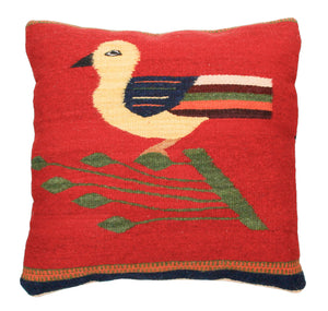 Handwoven Zapotec Pillow - Bird Wool Oaxacan Textile
