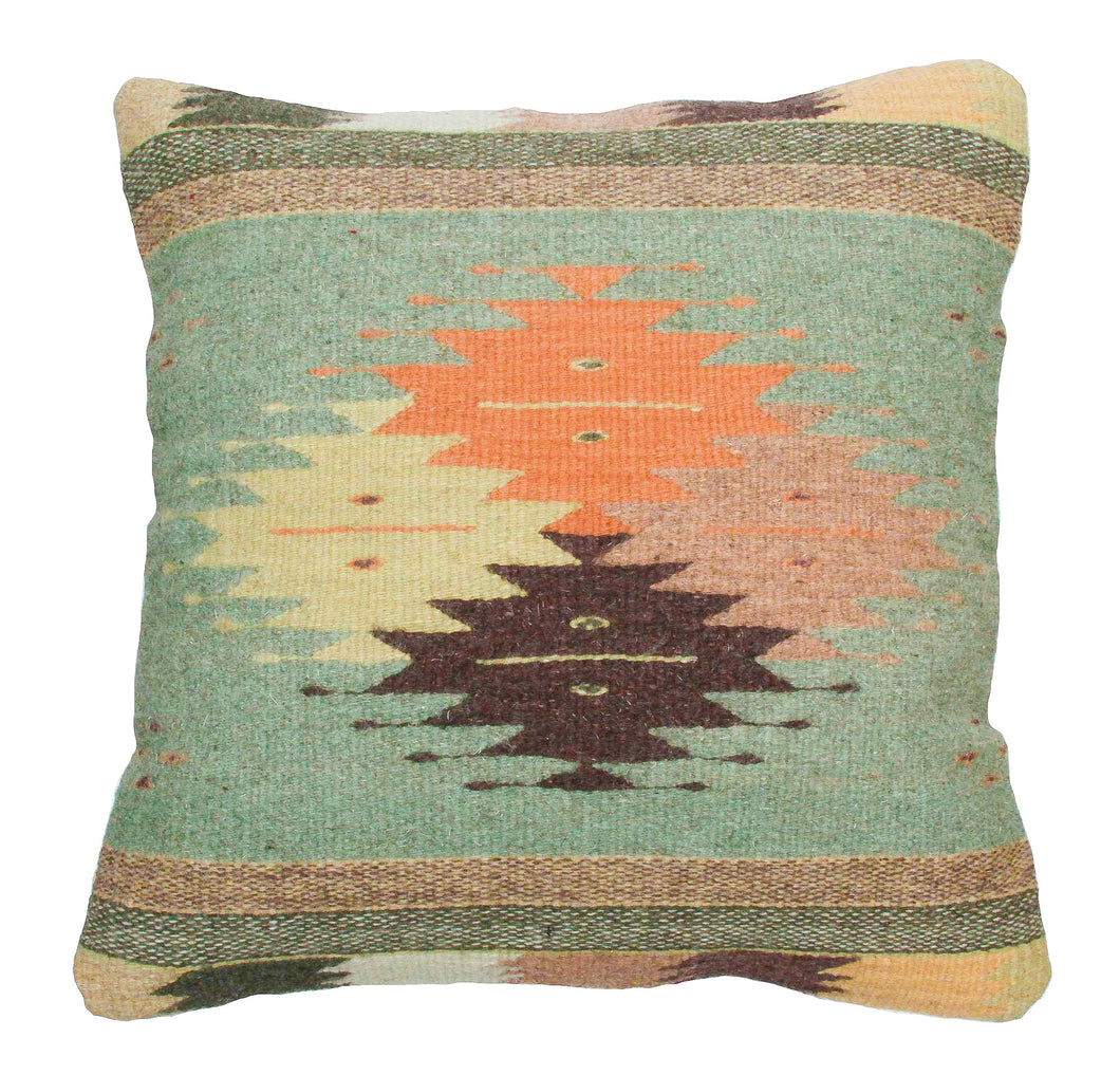 Handwoven Zapotec Indian Pillow - Cuatro Estancias Wool Oaxacan Textile