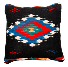 Load image into Gallery viewer, Handwoven Zapotec Indian Pillow - Diamante Negro Wool Oaxacan Textile