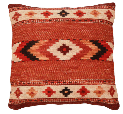 Handwoven Zapotec Pillow - Autumn Crosses Wool Oaxacan Textile