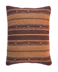 Handwoven Zapotec Indian Pillow - Earth Olas Wool Oaxacan Textile