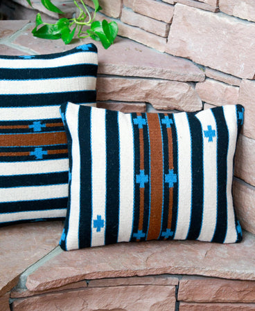 Handwoven Zapotec Pillow - Cloud Crosses Wool Oaxacan Textile