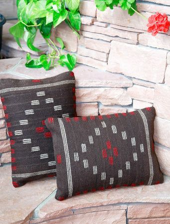 Handwoven Zapotec Indian Pillow - First Mesa Chocolate Wool Oaxacan Textile