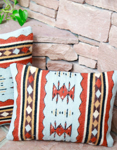 Handwoven Zapotec Indian Pillow - Meli's Waves Wool Oaxacan Textile