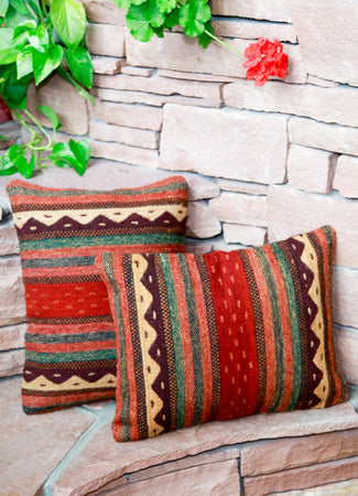 Handwoven Zapotec Indian Pillow - Montanitas Wool Oaxacan Textile