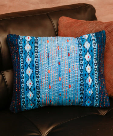 Handwoven Zapotec Indian Pillow - Night Stars Wool Oaxacan Textile