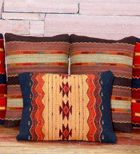 Load image into Gallery viewer, Handwoven Zaoptec Indian Pillow - Triquis Negro Wool Oaxacan Textile