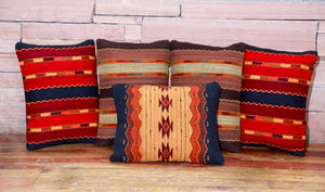 Handwoven Zapotec Indian Pillow - Triquis Rojo Wool Oaxacan Textile