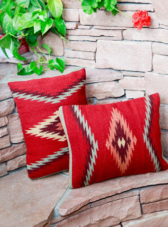 Handwven Zapotec Indian Pillow - Walk in Beauty Wool Oaxacan Textile
